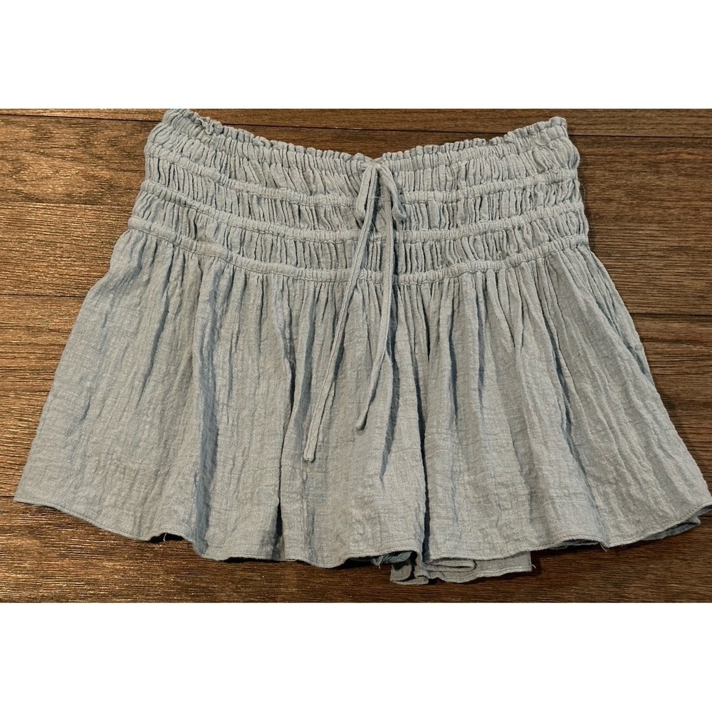 The Impeccable Pig Skirt Ruched Crinkled blue Boho Bohemian Sz M built in shorts
